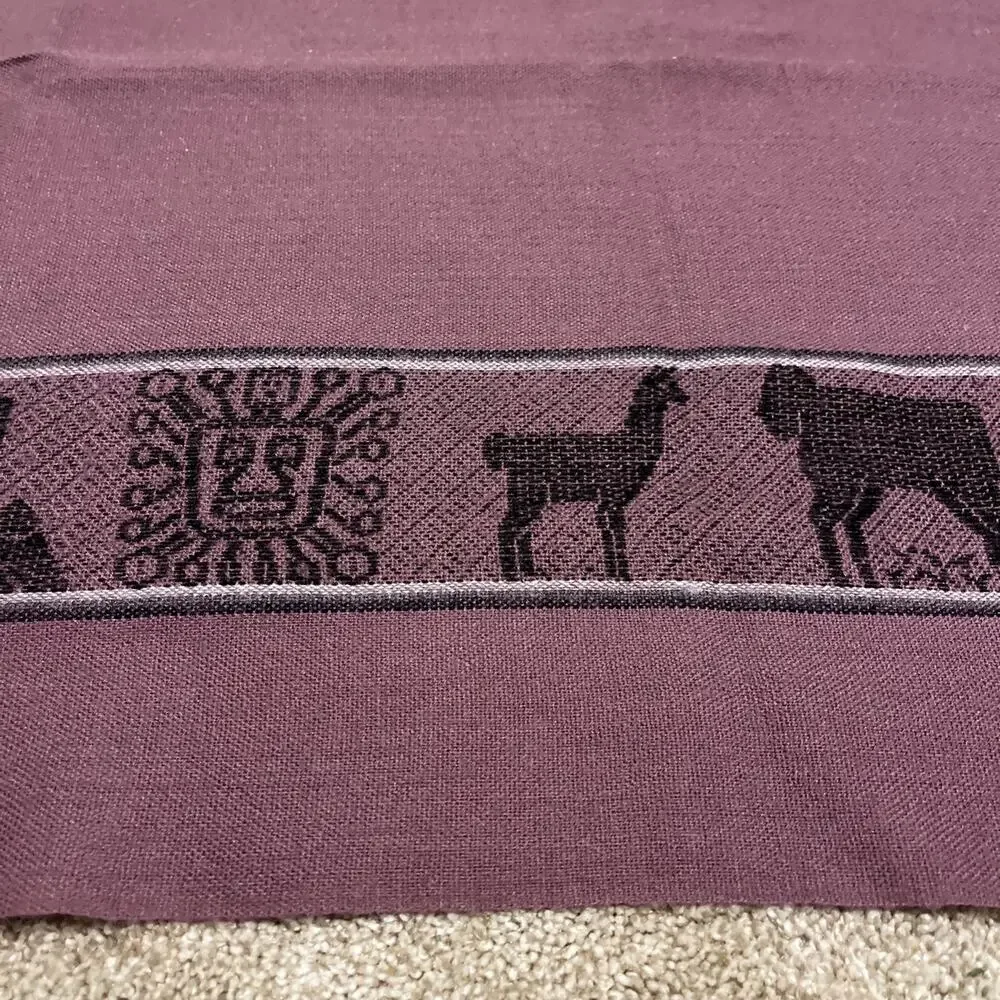 Burgundy Purple Alpaca Travel Scarf • Sun God • Vintage • 68x24